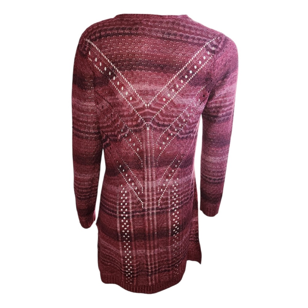 Indigo Sweater Cardigan Womens Size‎ M Medium Red Open Knit Long Sleeve Cozy - Picture 3 of 6